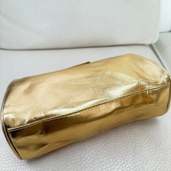 MICHAEL KORS COSMETIC BAG POUCH PURSE GOLD - Picture 4 of 6